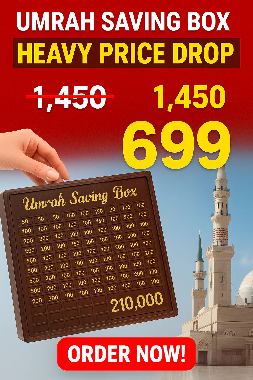 8mm High Quality Acralic Umrah Saving Box